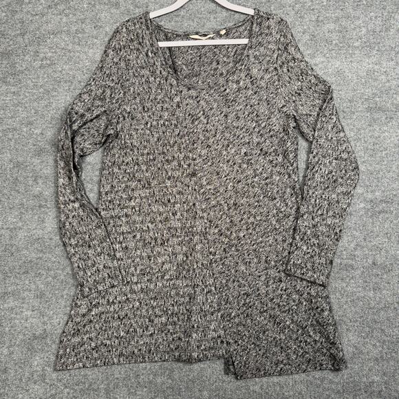 Soft Surroundings Medium Asymmetrical Hem Knit Sweater Heather Gray Long Sleeves - Picture 1 of 8